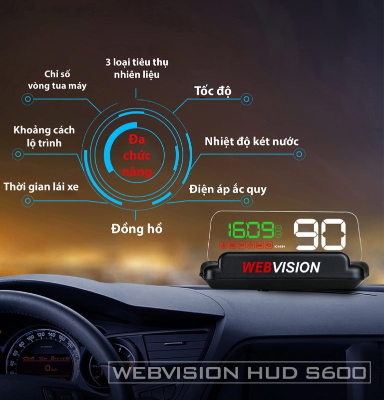 màn hình hiển thị thông tin xe hơi webvision hud s600